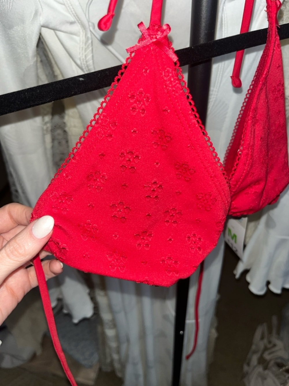 Primark Red Embroidered Triangle Top - Picture 2 of 6